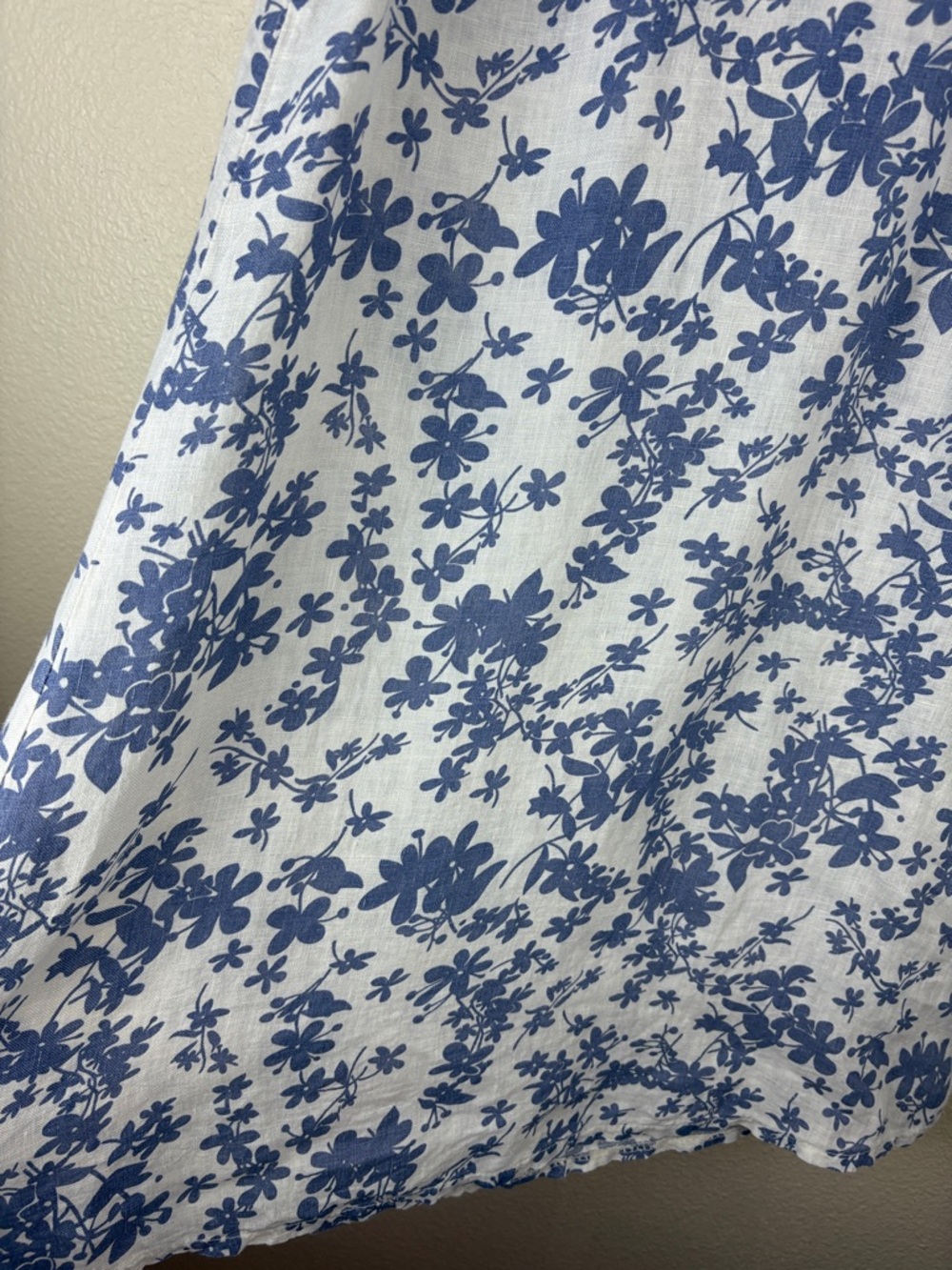 Terzo Millennio Italy 100% Linen Ivory Blue Floral Sleeveless Shift Dress Sz XL - Picture 5 of 14